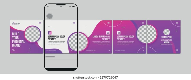 Set Of Instagram Carousel Post Template, Editable Instagram carousel post, social media carousel post for business.