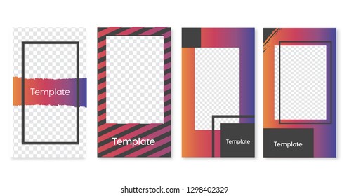 set of Instagram gradients sale banner background, instagram template photo, summer sale can use for website, mobile app, poster, flyer, coupon, gift card, smartphone template.Instagram banners