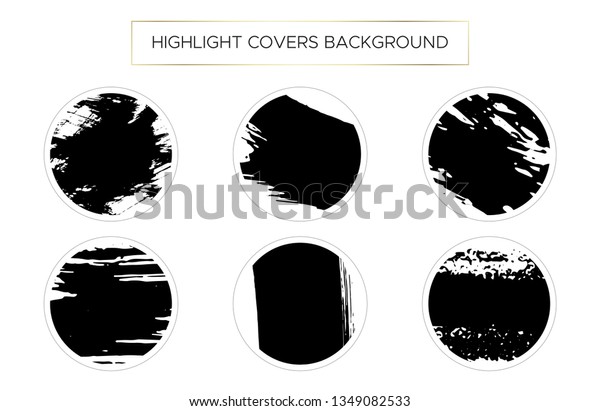 Set Instagram Highlight Covers Backgrounds Black Stock Vector