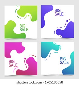 set of instagram post frame templates with a fresh color in abstract shape