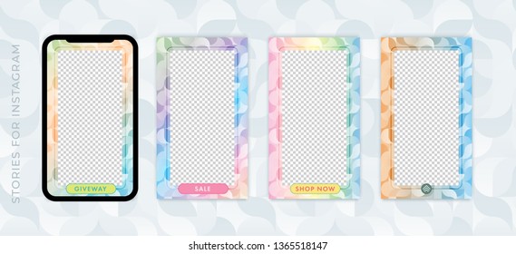 set of Instagram stories sale banner background, instagram template photo, can be use for, landing page, website, mobile app, poster, flyer, coupon, gift card, smartphone template, web design