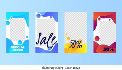 set of Instagram stories sale banner background, instagram template photo, can be use for, landing page, website, mobile app, poster, flyer, coupon, gift card, smartphone template, web design