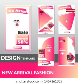 set of Instagram stories sale banner background, instagram template photo, can be use for, landing page, website, mobile app, poster, flyer, coupon, gift card, smartphone template, web design - Vector