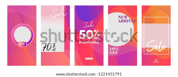 Banner Instagram Template Set Instagram Stories Sale Banner Background Stock Vector Royalty Free 1221431791