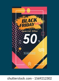set of Instagram stories sale swipe up, instagram template photo, black friday sale can use for, website, mobile app, coupon, smartphone template, web design-pink and orange gradient- Vector