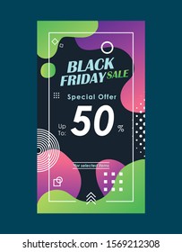 set of Instagram stories sale swipe up, instagram template photo, black friday sale can use for, website, mobile app, coupon, smartphone template, web design- green and purple gradient-Vector