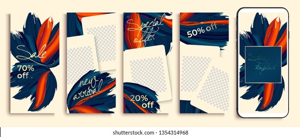 Set of Instagram stories template sale banner background, template photo, can be use for, landing page, website, mobile app, poster, flyer, coupon, gift card. insta fashion