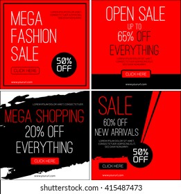 Set of instagram template for Black friday sale and advertising. Vector illustration.