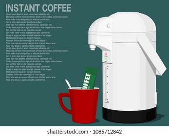 set of instant coffee on blue background
