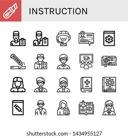 Set of instruction icons such as Cutter, Coach, Guide, Manual, Teacher, Class, Medicine book, Manual book, Medical book , instruction