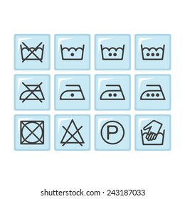 Set of instruction laundry icons, care icons, washing symbols 