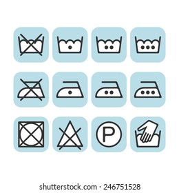 Set of instruction laundry icons, care icons, washing symbols