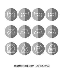 Set of instruction laundry icons, care icons, washing symbols 