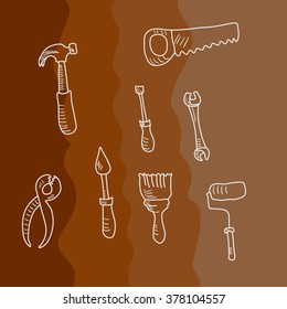 set of instruments in doodle style