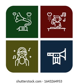 Set of instruments icons. Such as Gramophone, DJ, Trumpet , instruments icons