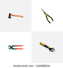 Set of instruments realistic symbols with ax, pincers, long-pliers and other icons for your web mobile app logo design.
