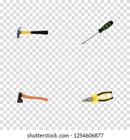 Set of instruments realistic symbols with screwdriver, ax, hammer and other icons for your web mobile app logo design.