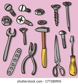 set of instruments, vector illustration