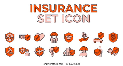 Set of Insurance elements icon. Insurance elements pack symbol template for graphic and web design collection logo vector illustration