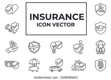 Set of Insurance elements icon. Insurance elements pack symbol template for graphic and web design collection logo vector illustration