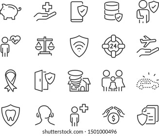 set of insurance icons, secure, emergency, service, risk