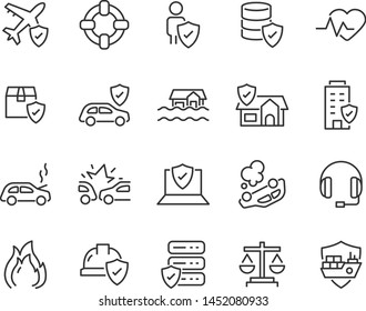 set of insurance icons, such as risk, help, service, care