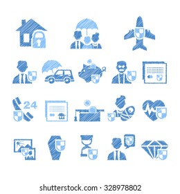 Establecer iconos de seguro como ilustración vectorial