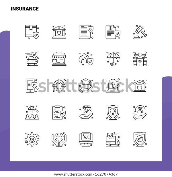Set of Insurance\
Line Icon set 25 Icons. Vector Minimalism Style Design Black Icons\
Set. Linear pictogram\
pack.