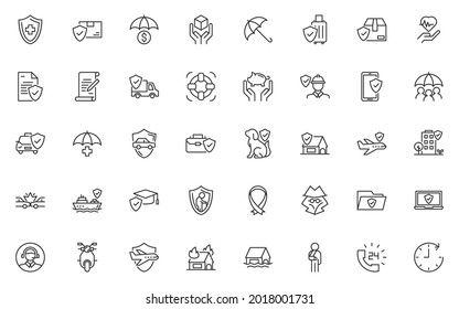 set of insurance line icons, retirement, safety, 