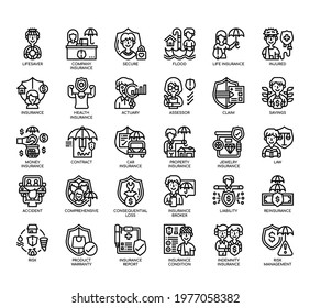 Set of Insurance thin line and pixel perfect icons for any web and app project. 