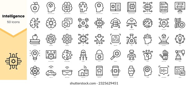 Set of intelligence Icons. Simple line art style icons pack. Vector illustration