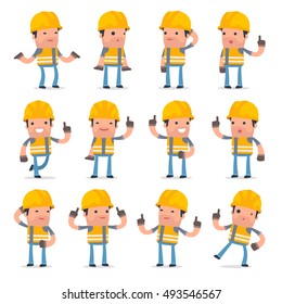 Set of Intelligent and Clever Character Incompetent Builder visited great idea poses for using in presentations, etc.
