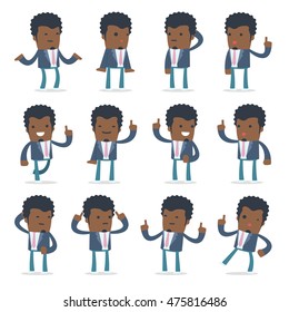 Set of Intelligent and Clever Character Startup entrepreneur visited great idea poses for using in presentations, etc.