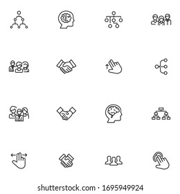 Set of interaction related vector line icons. Premium linear symbols pack. Vector illustration isolated on a white background. Web symbols for web sites and mobile app. Trendy design. 