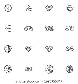 Set of interaction related vector line icons. Premium linear symbols pack. Vector illustration isolated on a white background. Web symbols for web sites and mobile app. Trendy design. 