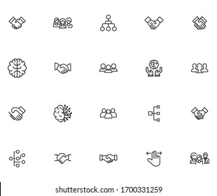 Set of interaction related vector line icons. Premium linear symbols pack. Vector illustration isolated on a white background. Web symbols for web sites and mobile app. Trendy design. 