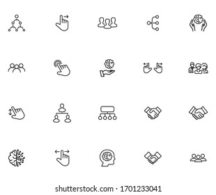 Set of interaction related vector line icons. Premium linear symbols pack. Vector illustration isolated on a white background. Web symbols for web sites and mobile app. Trendy design. 