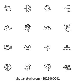 Set of interaction related vector line icons. Premium linear symbols pack. Vector illustration isolated on a white background. Web symbols for web sites and mobile app. Trendy design.