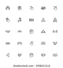 Set of interaction related vector line icons. Premium linear symbols pack. Vector illustration isolated on a white background. Web symbols for web sites and mobile app. Trendy design.