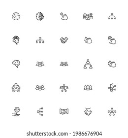 Set of interaction related vector line icons. Premium linear symbols pack. Vector illustration isolated on a white background. Web symbols for web sites and mobile app. Trendy design.