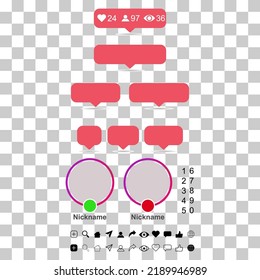 Set of Interface buttons for web design, social media icon symbol , vector illustration .