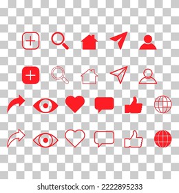 Set of Interface buttons for web design, social media icon symbol , vector illustration .