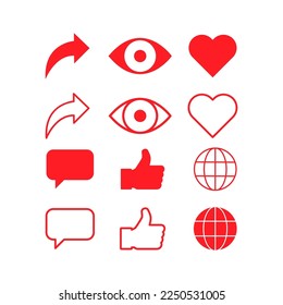 Set of Interface buttons for web design, social media icon symbol , vector illustration .