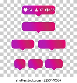 Set of Interface buttons web design shadow, social media icon symbol, vector illustration .