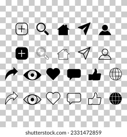 Set of Interface buttons for web design, social media icon symbol , vector illustration .