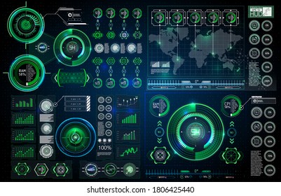 set Interface elements HUD, UI, GUI. Vector Callout Titles set. Futuristic callout bar labels, information call box bars and modern digital info boxes layout templates. Callouts titles in HUD style.