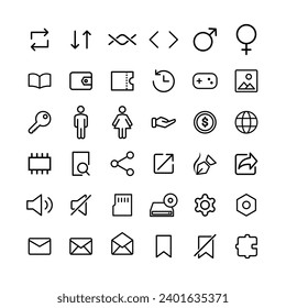 Set of Interface. Line Style Icons for Web and Mobile. Vector Illustration 