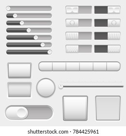 Set of interface navigation buttons, sliders. Vector 3d illustration