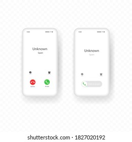 Set of interfaces for incoming calls to mobile phones. Call screen smartphone template. Vector EPS 10. Isolated on transparent background