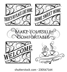 Set of interior design elements for wall decoration